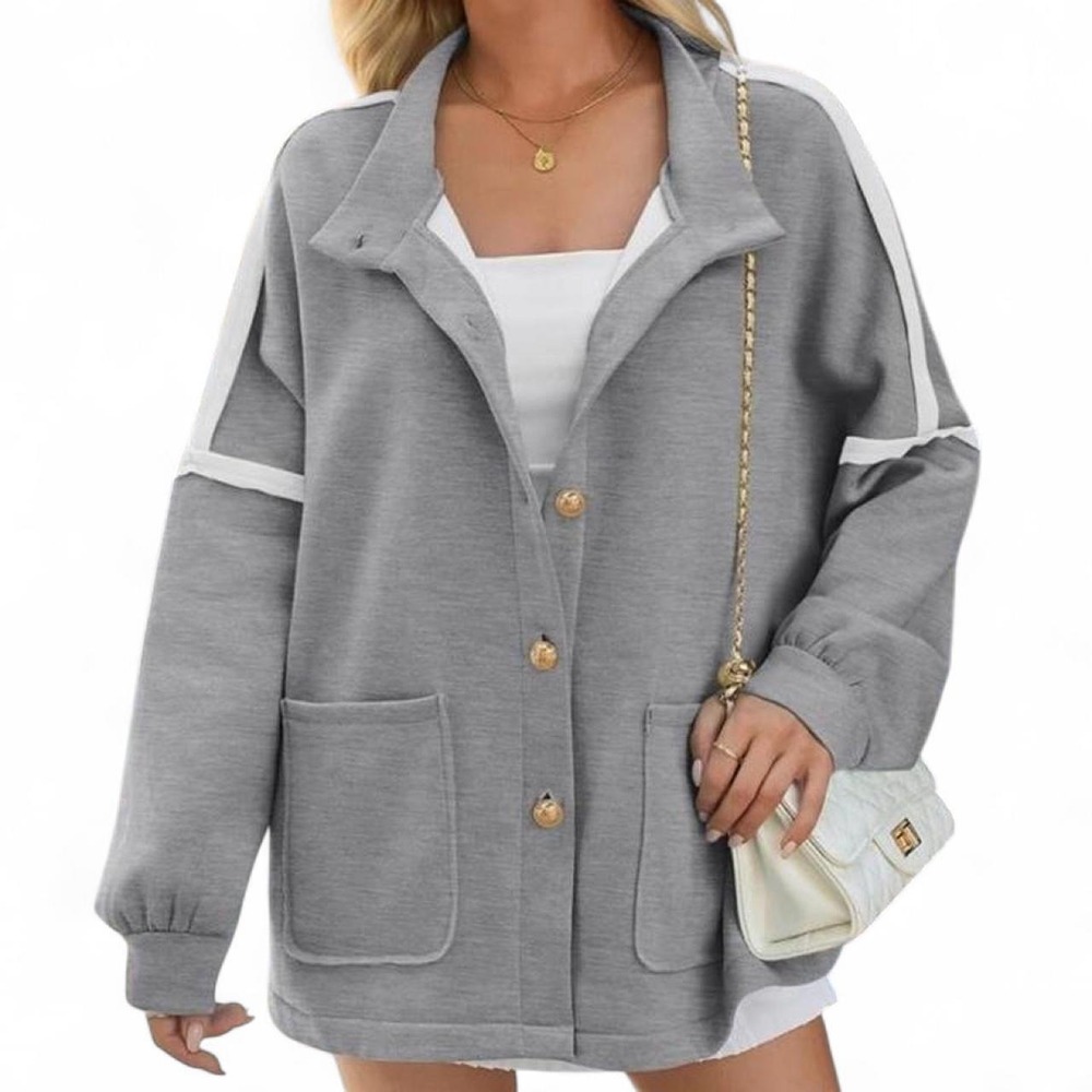 Yousify Womens Oversized Button Down Sweatshirt Jacket